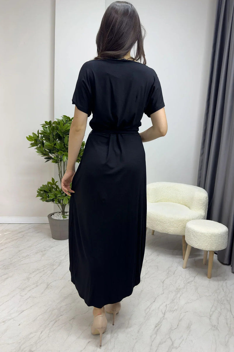 Women's Black Short Sleeve Penye Dress