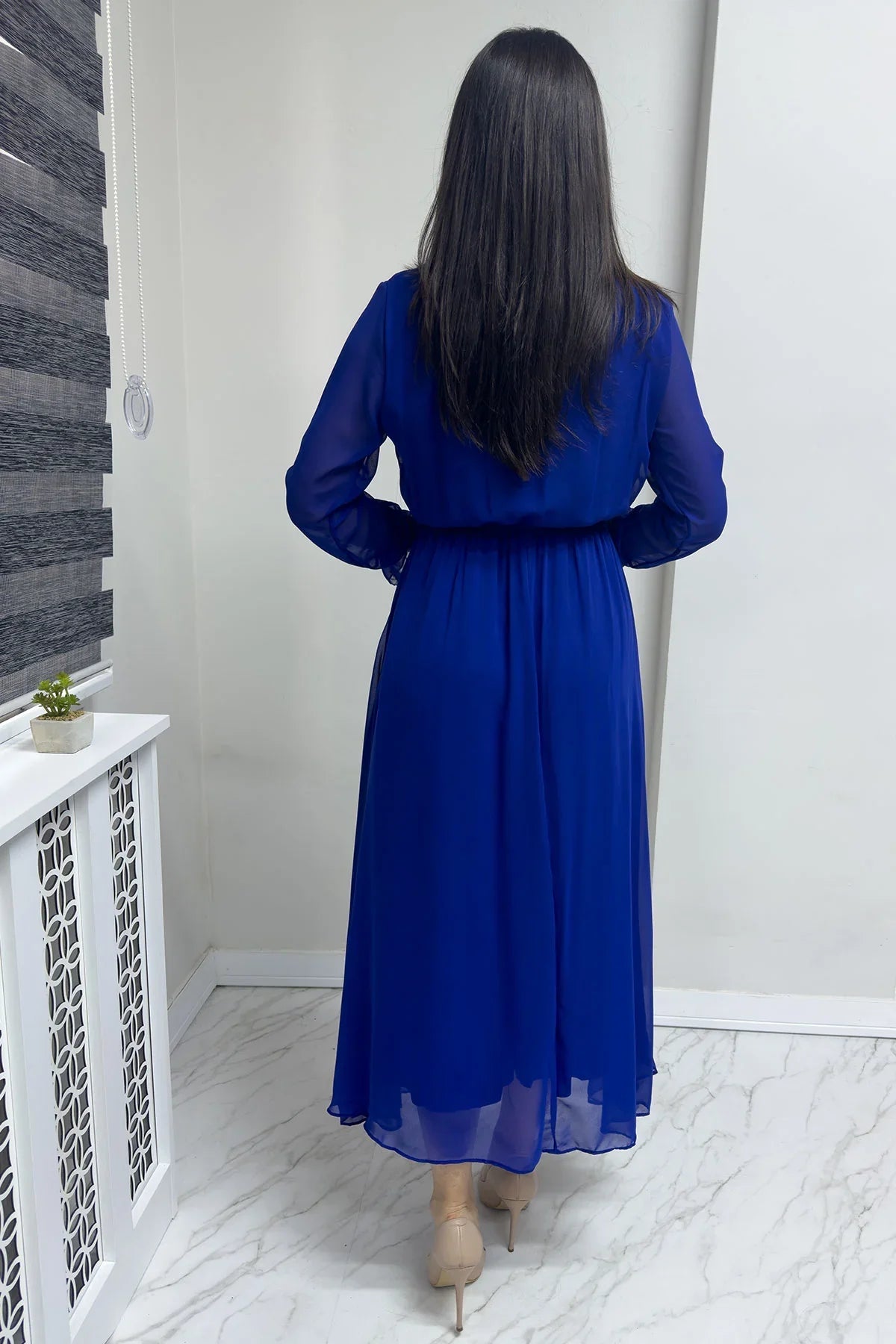 Women's Saxe Wrap Neck Chiffon Plus Size Dress