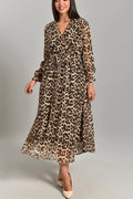 Leopard Midi Chiffon Dress