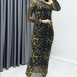 Leopard Print One-Shoulder Tulle Dress