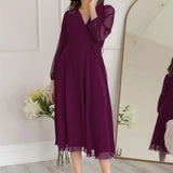 فستان شيفون بنفسجي متوسط ​​الطول