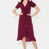 Plum Crepe Midi Dress