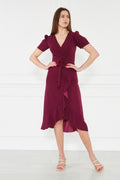 Plum Crepe Midi Dress