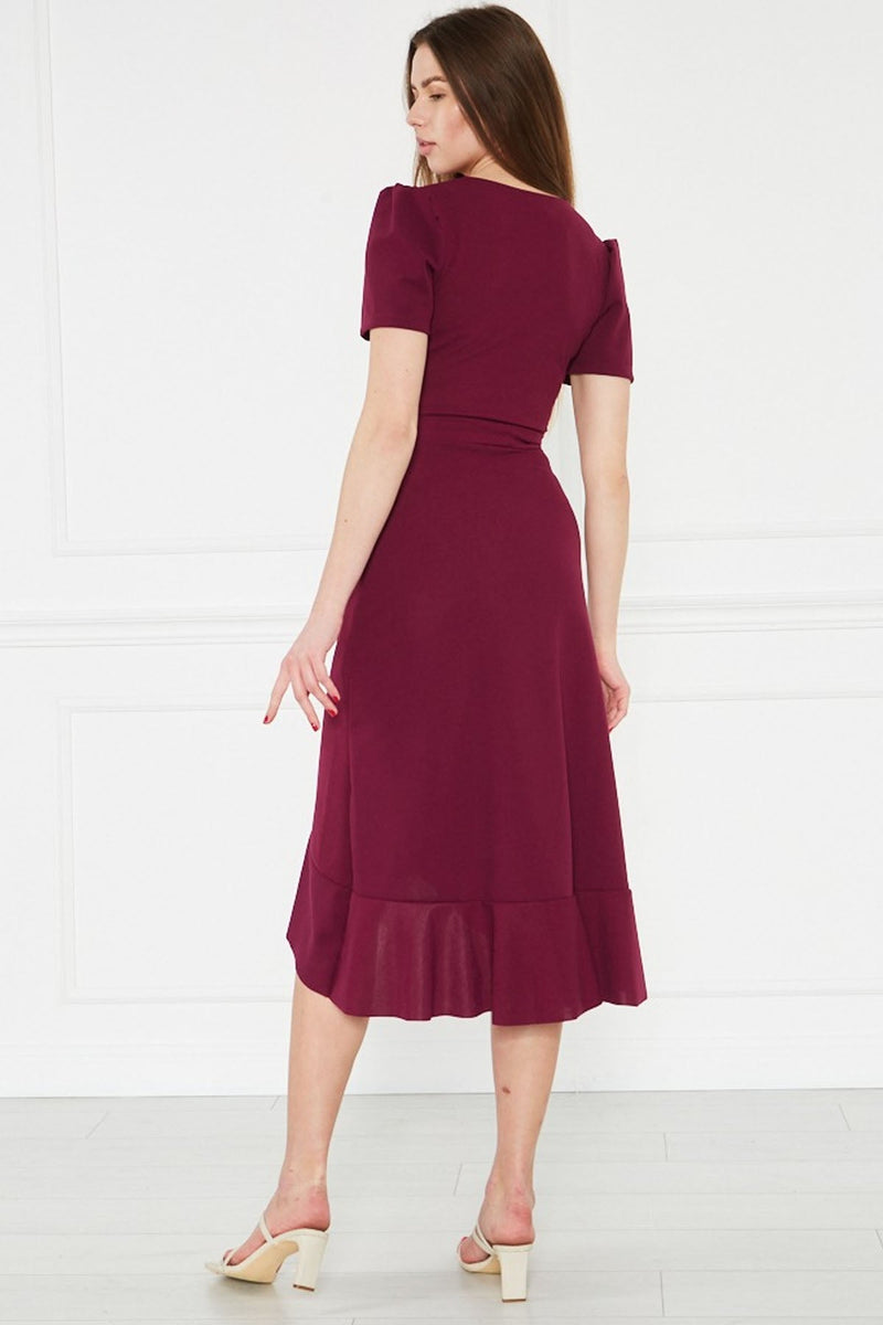 Women's Plum Short Karpuz Sleeve Wrap Belted Plus Size Dress