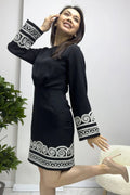 Black Short Embroidered Dress