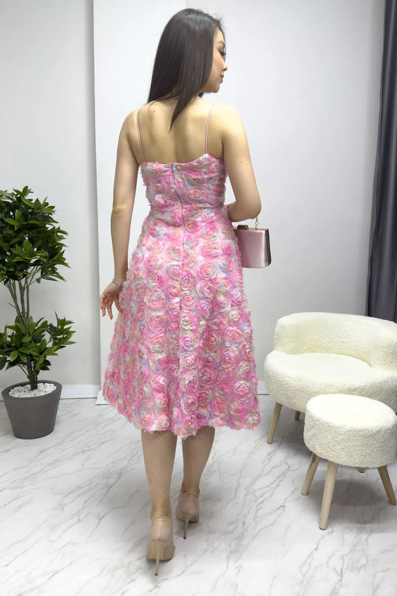 Women's Strap Flared Çiçek Detail Yaz Dresssi