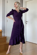 Purple Crepe Midi Dress