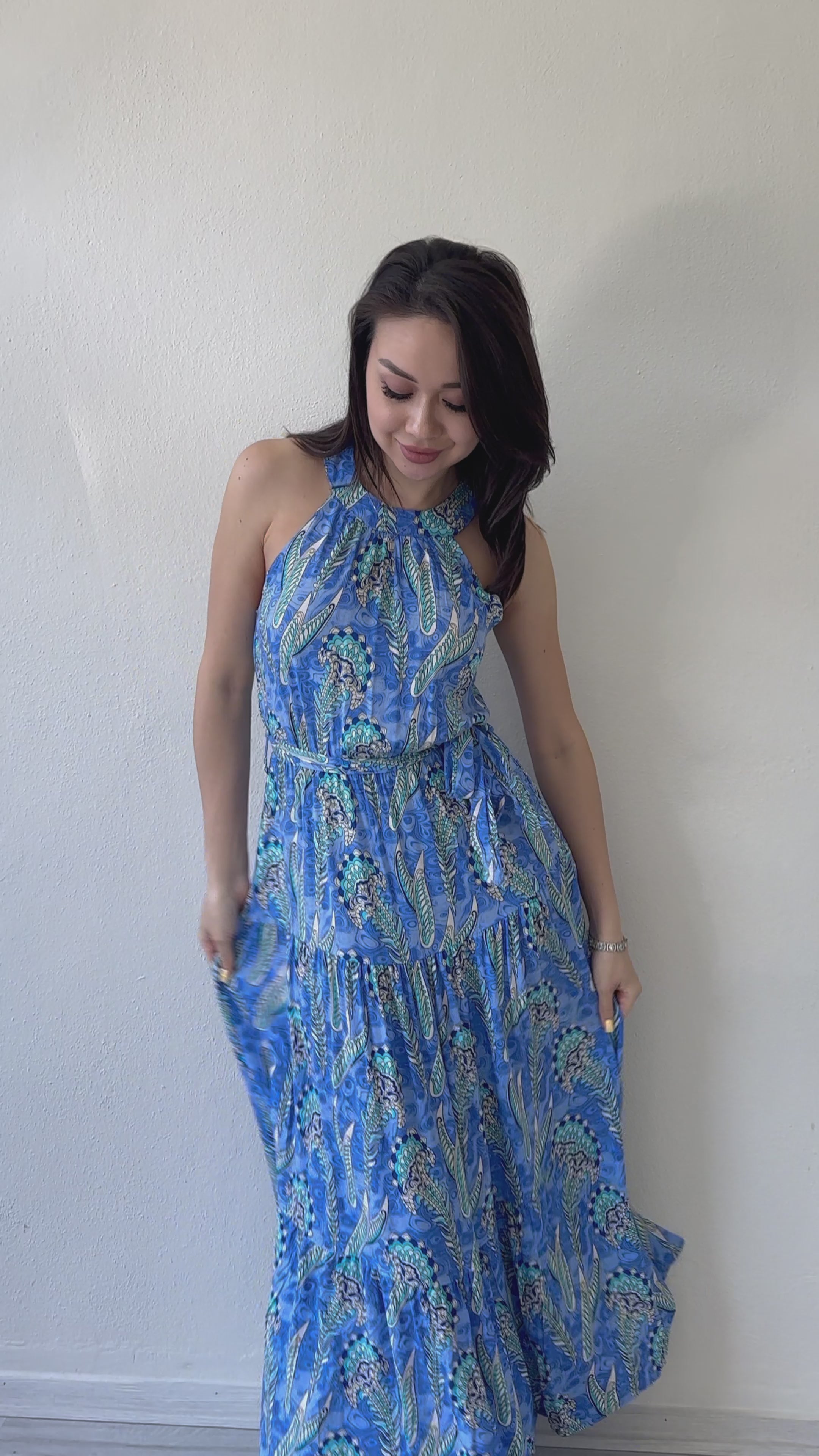 Blue Halter Neck Dress