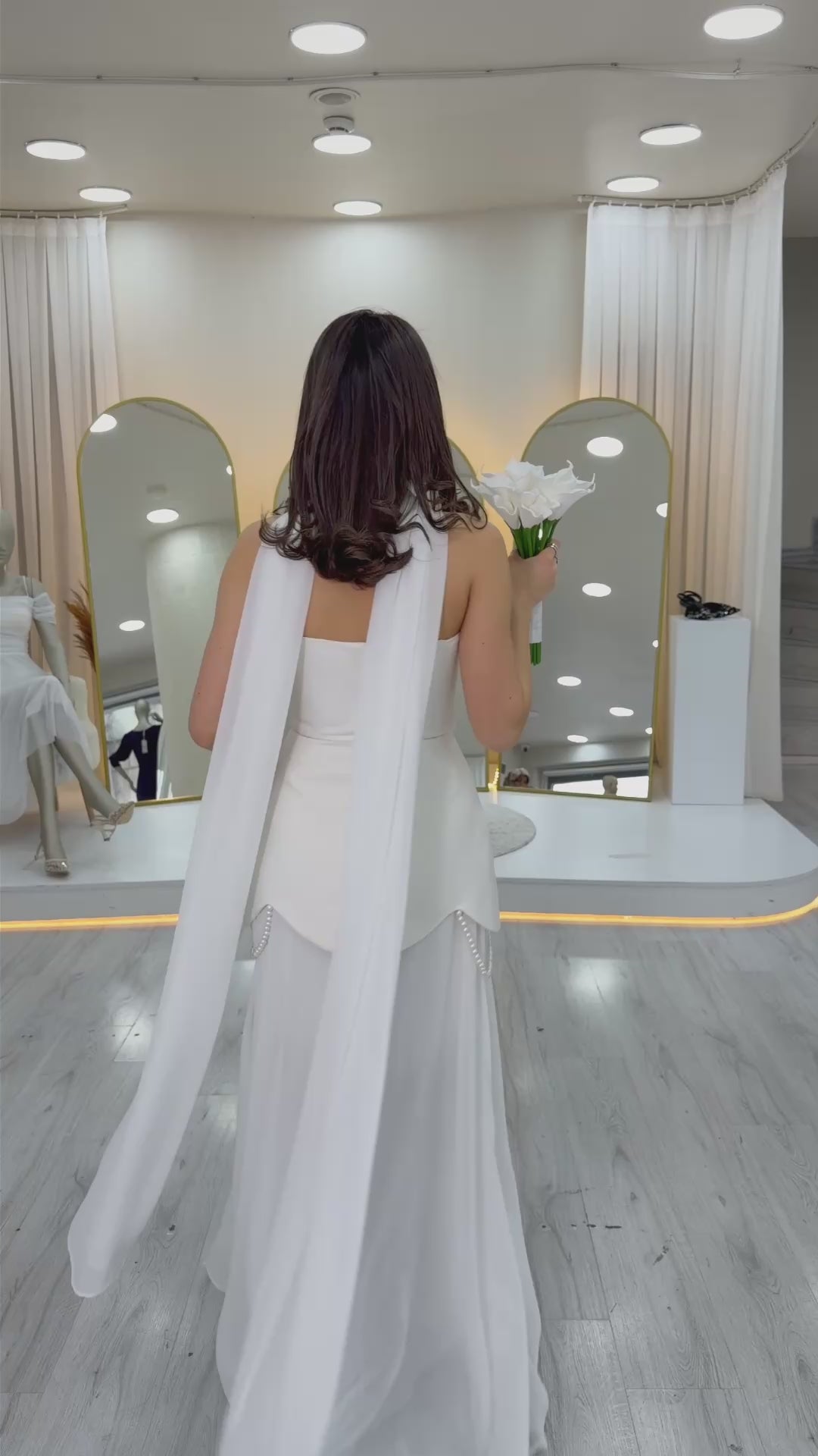 Baby Blue Shawl Detailed Corset Skirt Chiffon Design Evening Dress