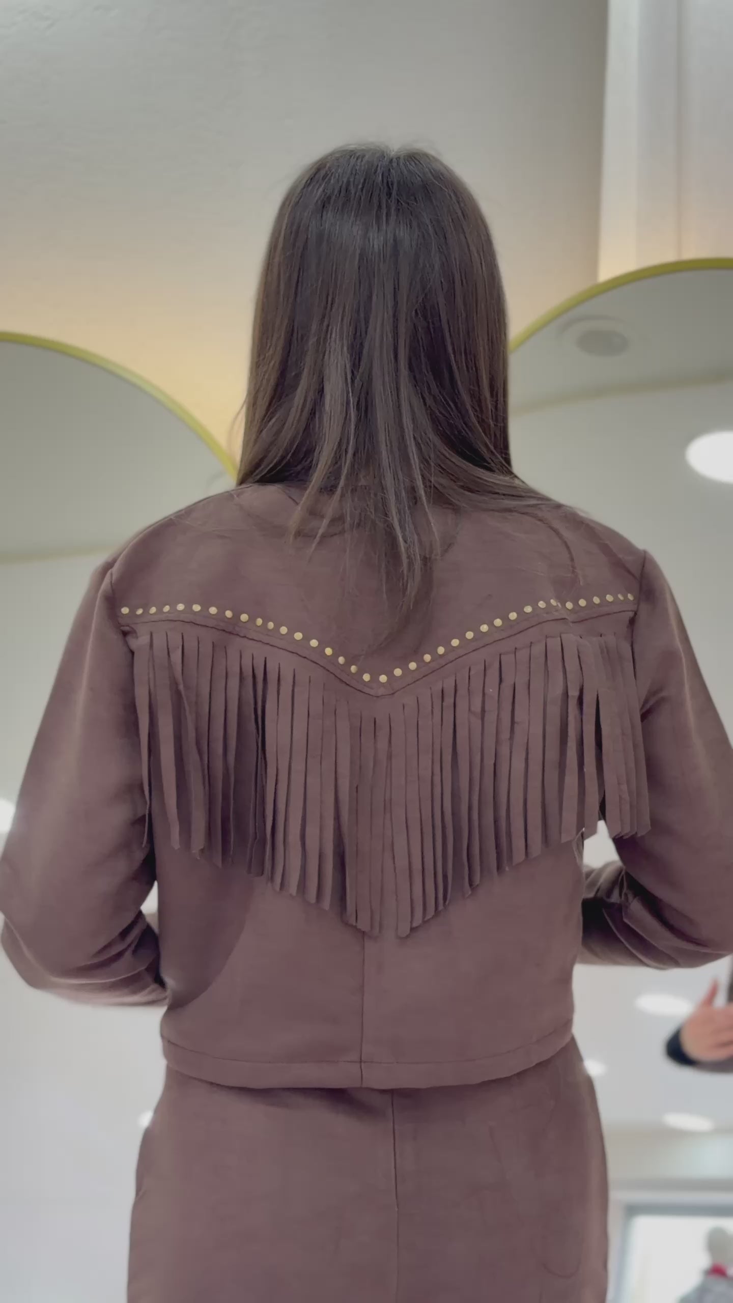 Women's Brown Fringed Jacket Skirt İkili Suede Set