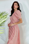 Powder Pink Crepe Midi Dress