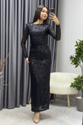 Black Sequin Evening Dress