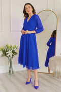 Saxe Blue Midi Length Chiffon Dress