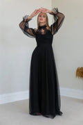 Black Maxi Sleeveless Tulle Evening Dress