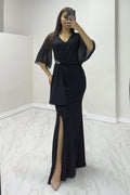 Black Glitter Maxi Evening Dress