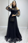 Black Maxi Sleeveless Tulle Evening Dress
